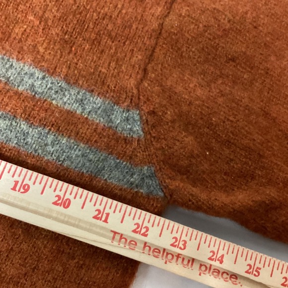 Abercrombie Fitch Mens Crewneck Sweater Orange Wool Striped XL - Picture 11 of 11